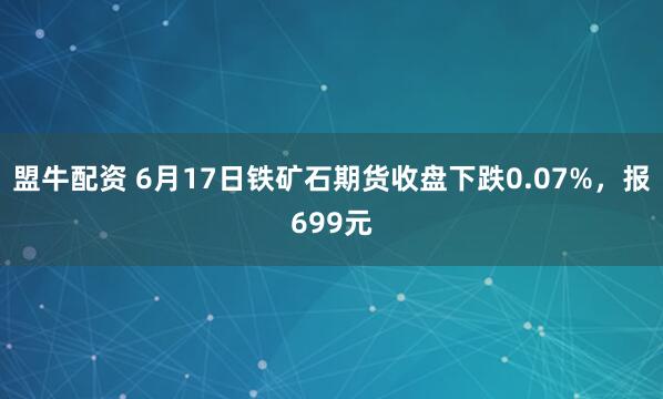 盟牛配资 6月17日铁矿石期货收盘下跌0.07%，报699元